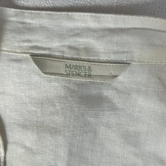 Marks & Spencers White Linen Long Shirt - 10 (M) - Picture 5 of 7